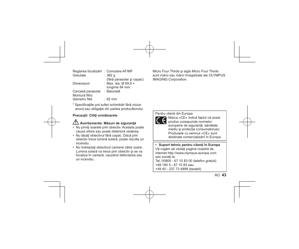 Olympus M-ZUIKO DIGITAL ED 1240mm 12-8 User Manual | Page 41 / 58