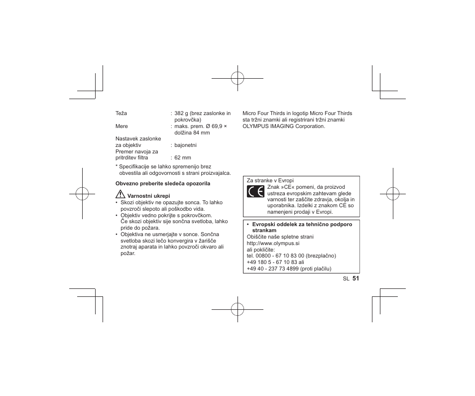 Olympus M-ZUIKO DIGITAL ED 1240mm 12-8 User Manual | Page 49 / 58