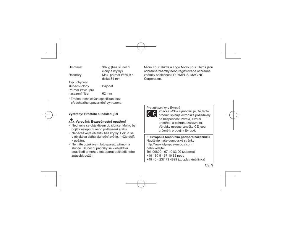 Olympus M-ZUIKO DIGITAL ED 1240mm 12-8 User Manual | Page 7 / 58