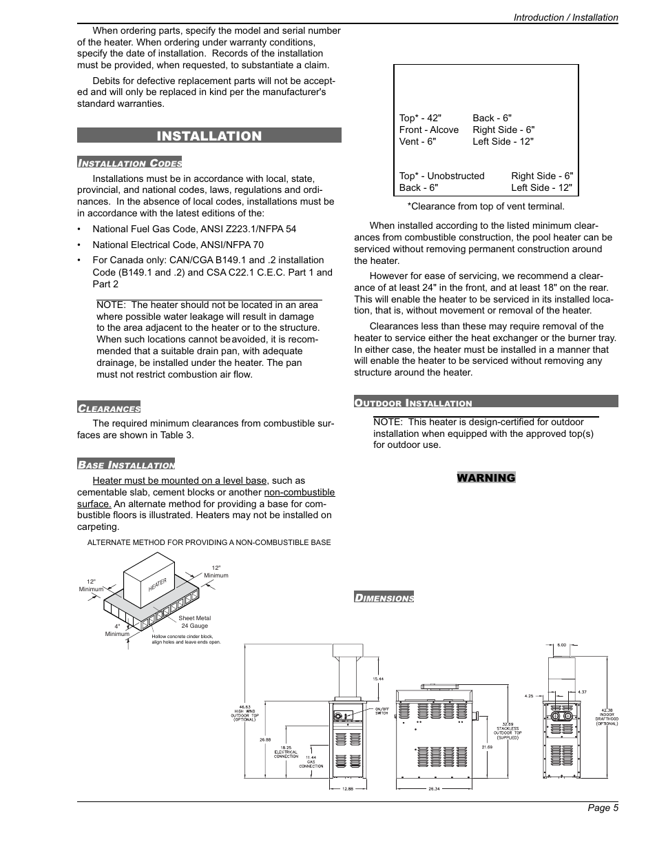 Installation | Applica 130A Heaters User Manual | Page 5 / 27