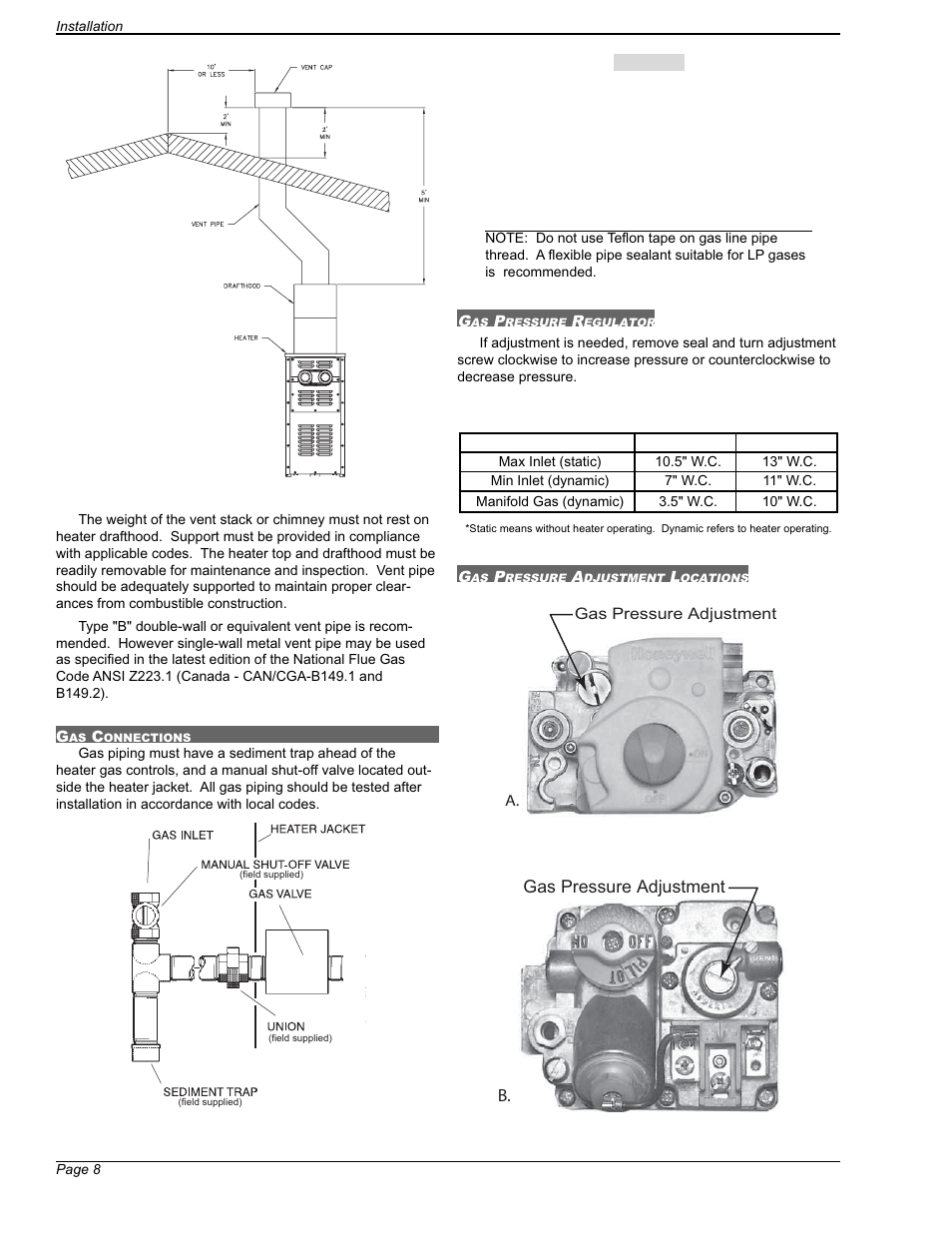 Gas pressure adjustment b | Applica 130A Heaters User Manual | Page 8 / 27