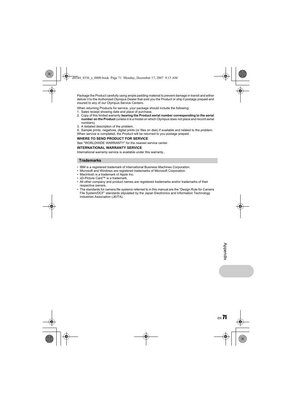 Olympus Stylus 1020 User Manual | Page 71 / 84