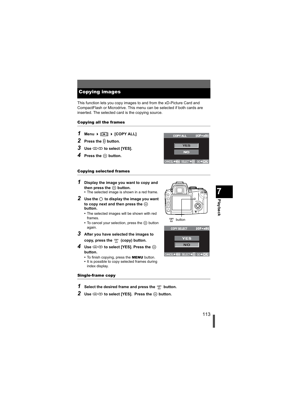 Copying images | Olympus EVOLT E-500 User Manual | Page 113 / 216