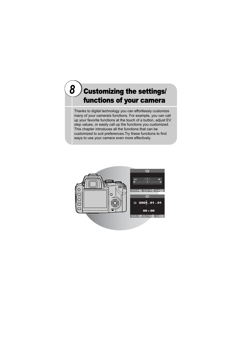 Customizing the settings/functions of your camera | Olympus EVOLT E-500 User Manual | Page 117 / 216