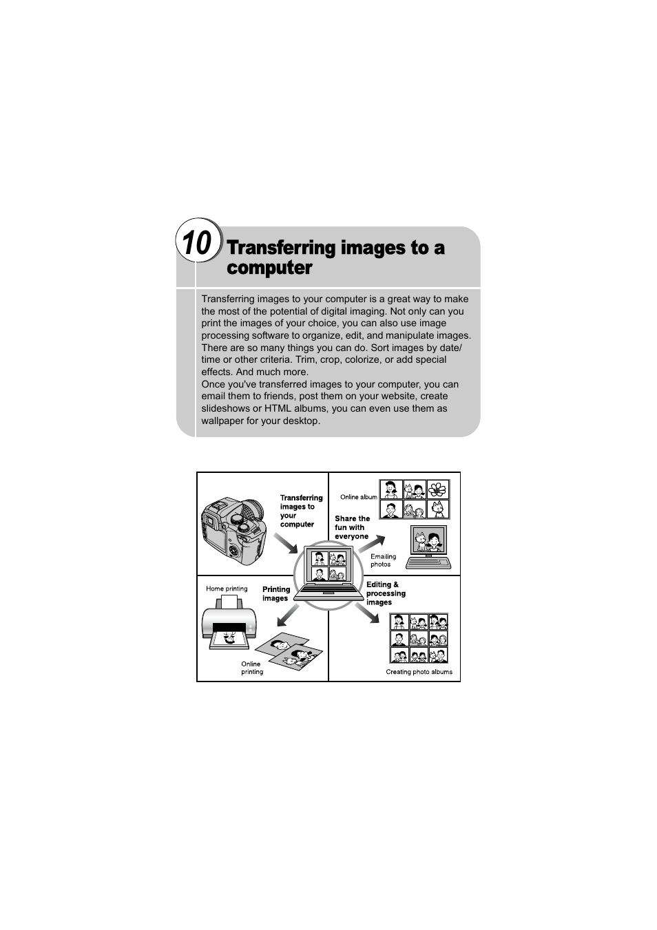 10 transferring images to a computer, Transferring images to a computer, Transferring images to a computer" (p. 152) | Olympus EVOLT E-500 User Manual | Page 152 / 216