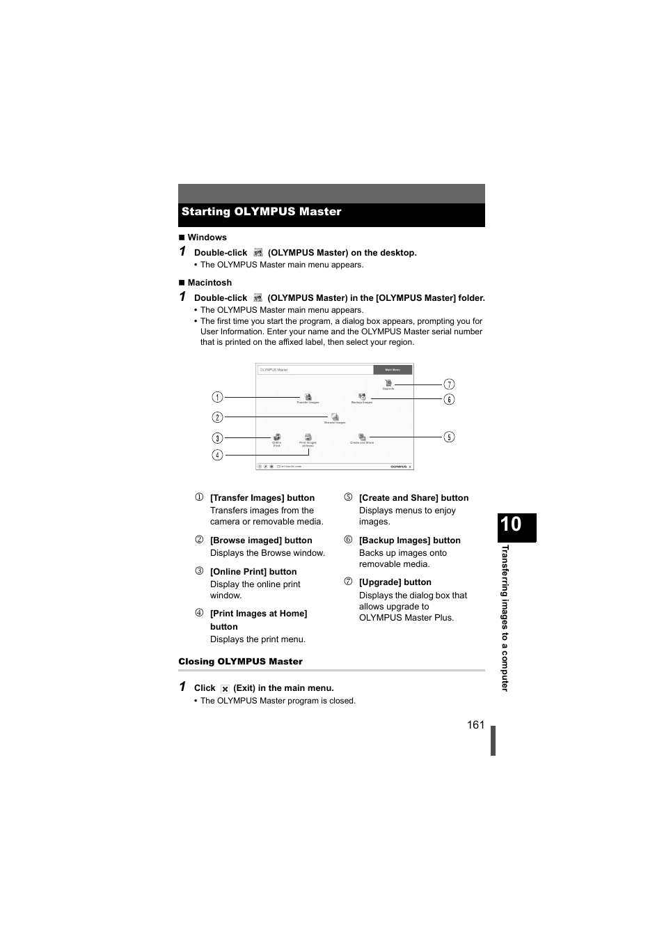 Starting olympus master, G p. 161 | Olympus EVOLT E-500 User Manual | Page 161 / 216