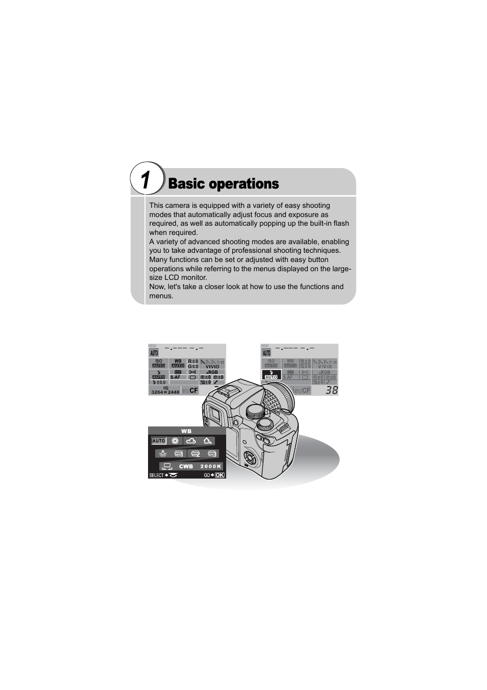 1 basic operations, Basic operations | Olympus EVOLT E-500 User Manual | Page 17 / 216