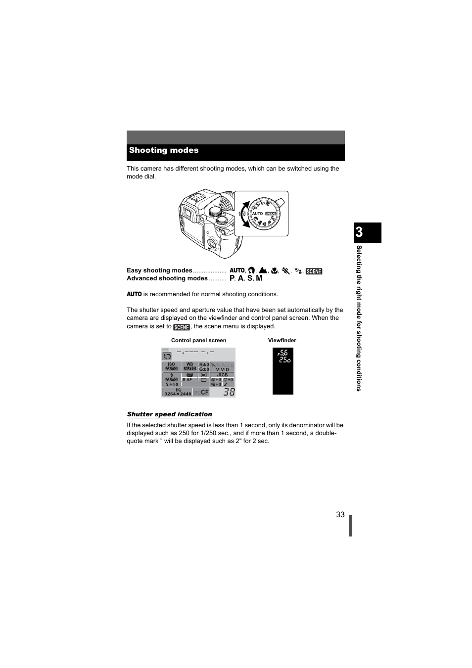 Shooting modes | Olympus EVOLT E-500 User Manual | Page 33 / 216