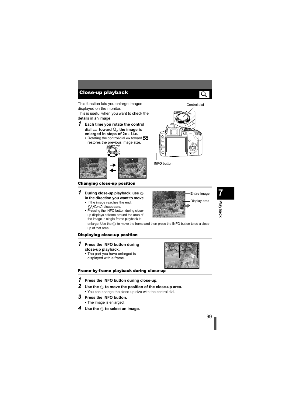 Close-up playback | Olympus EVOLT E-500 User Manual | Page 99 / 216