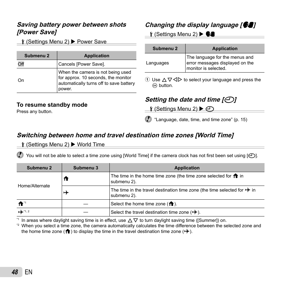 48 en, Setting the date and time, Setting the date and time [ x x | Olympus VR-350 User Manual | Page 48 / 77