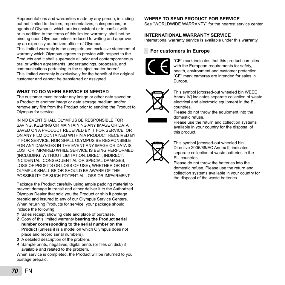 70 en | Olympus VR-350 User Manual | Page 70 / 77