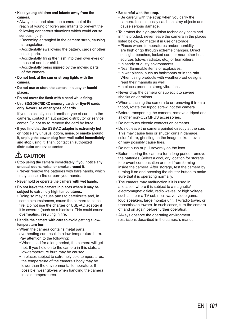 101 en, Caution | Olympus SH-1 User Manual | Page 101 / 113