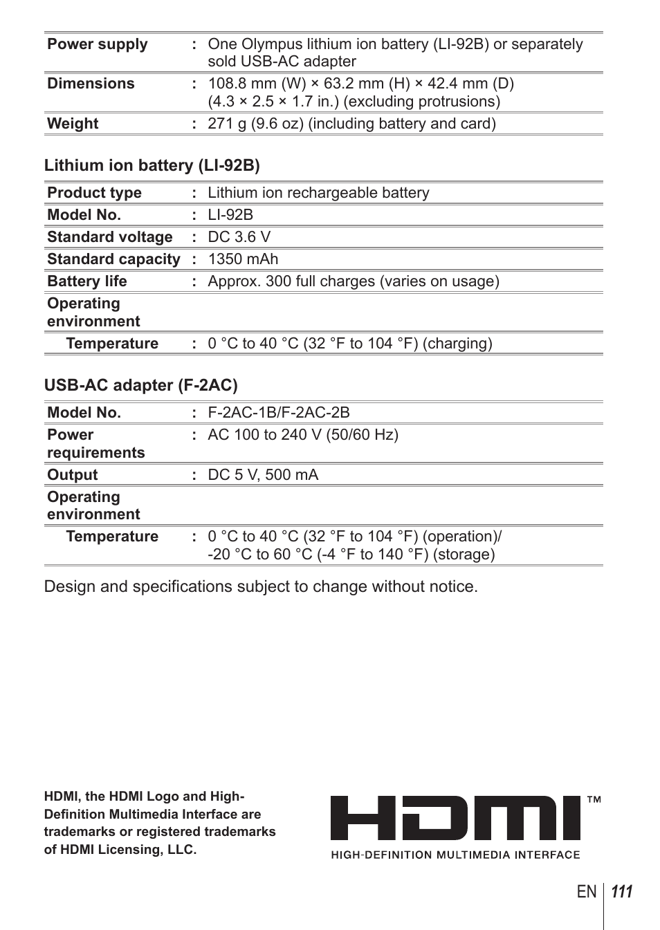 Olympus SH-1 User Manual | Page 111 / 113