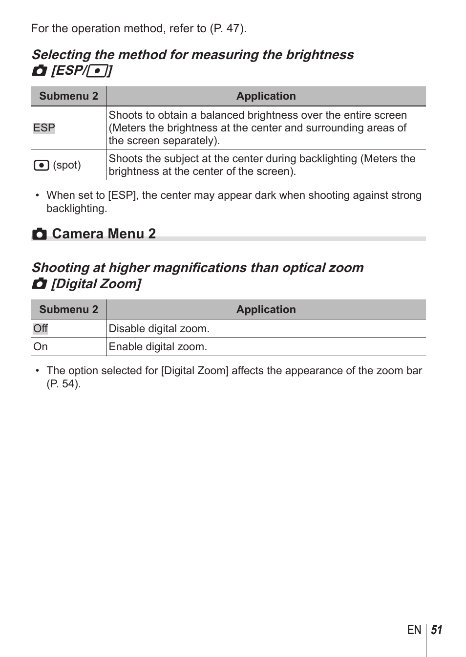 Zcamera menu 2 | Olympus SH-1 User Manual | Page 51 / 113