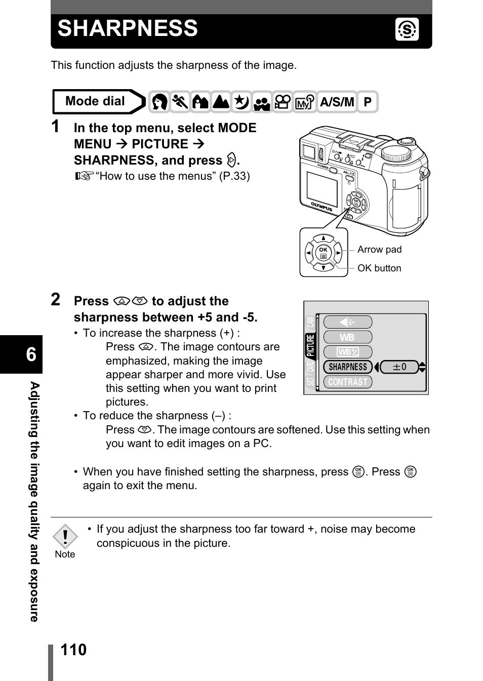 Sharpness, P.110 | Olympus C-755 Ultra Zoom User Manual | Page 111 / 260
