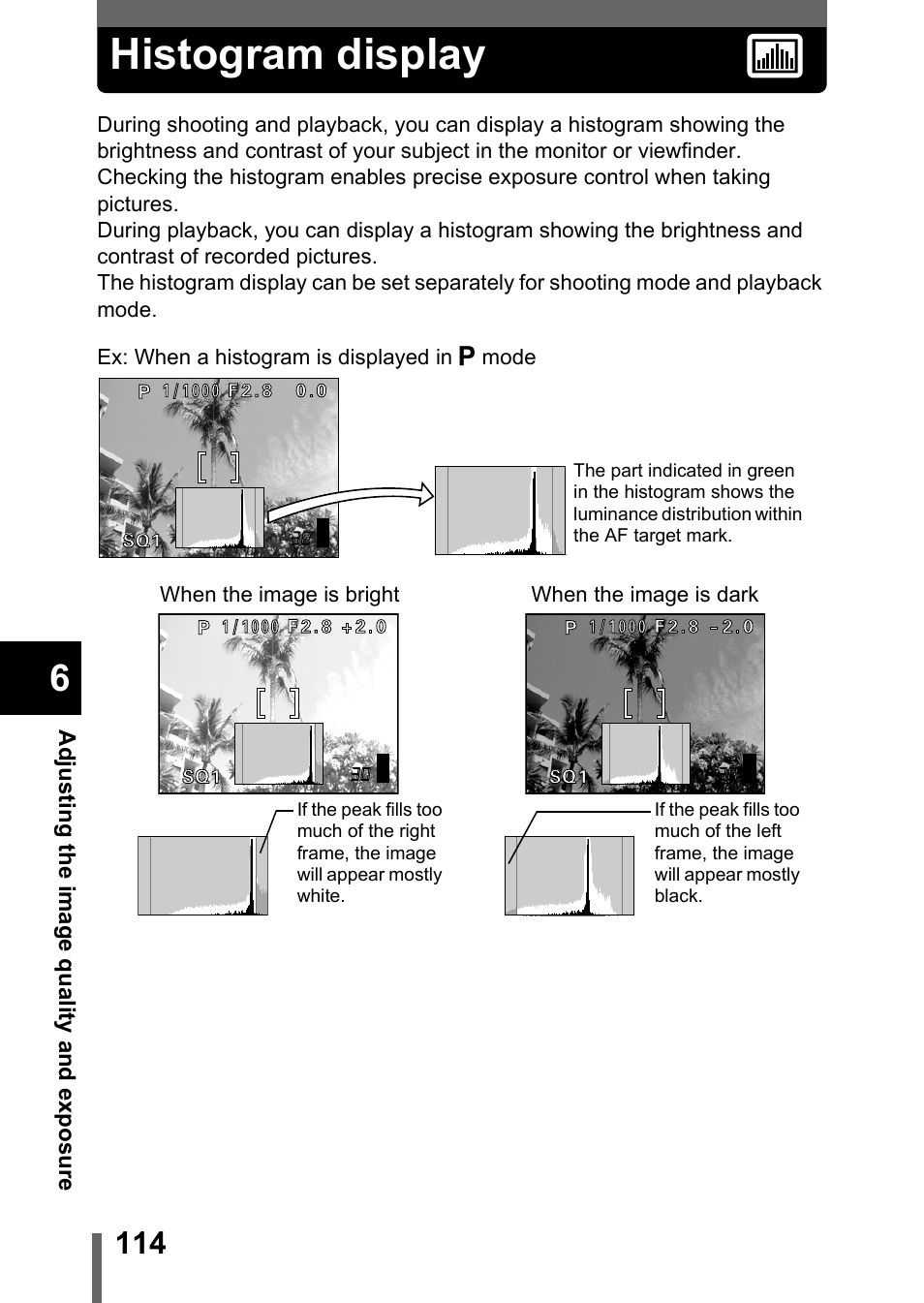 Histogram display, P.114 | Olympus C-755 Ultra Zoom User Manual | Page 115 / 260