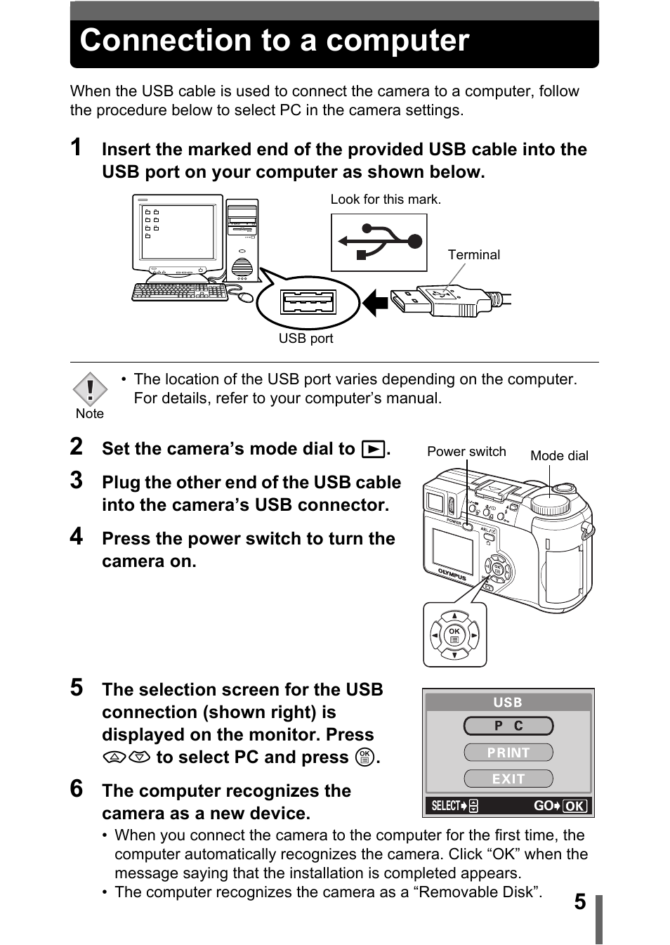 Connection to a computer | Olympus C-755 Ultra Zoom User Manual | Page 243 / 260