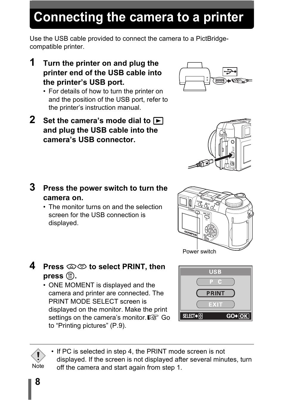 Connecting the camera to a printer | Olympus C-755 Ultra Zoom User Manual | Page 246 / 260