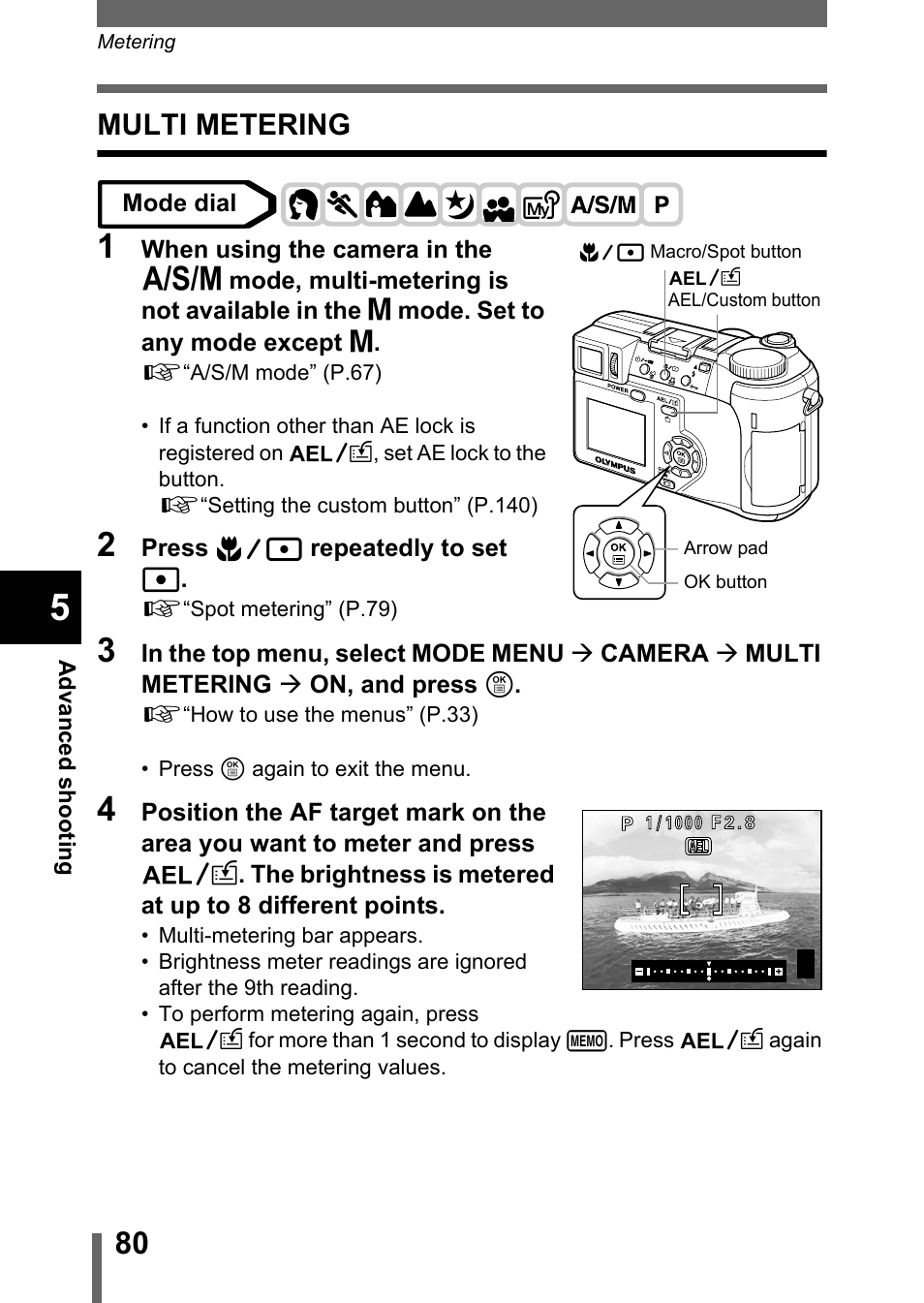 Multi metering, P.80, 82, P.80 | Olympus C-755 Ultra Zoom User Manual | Page 81 / 260