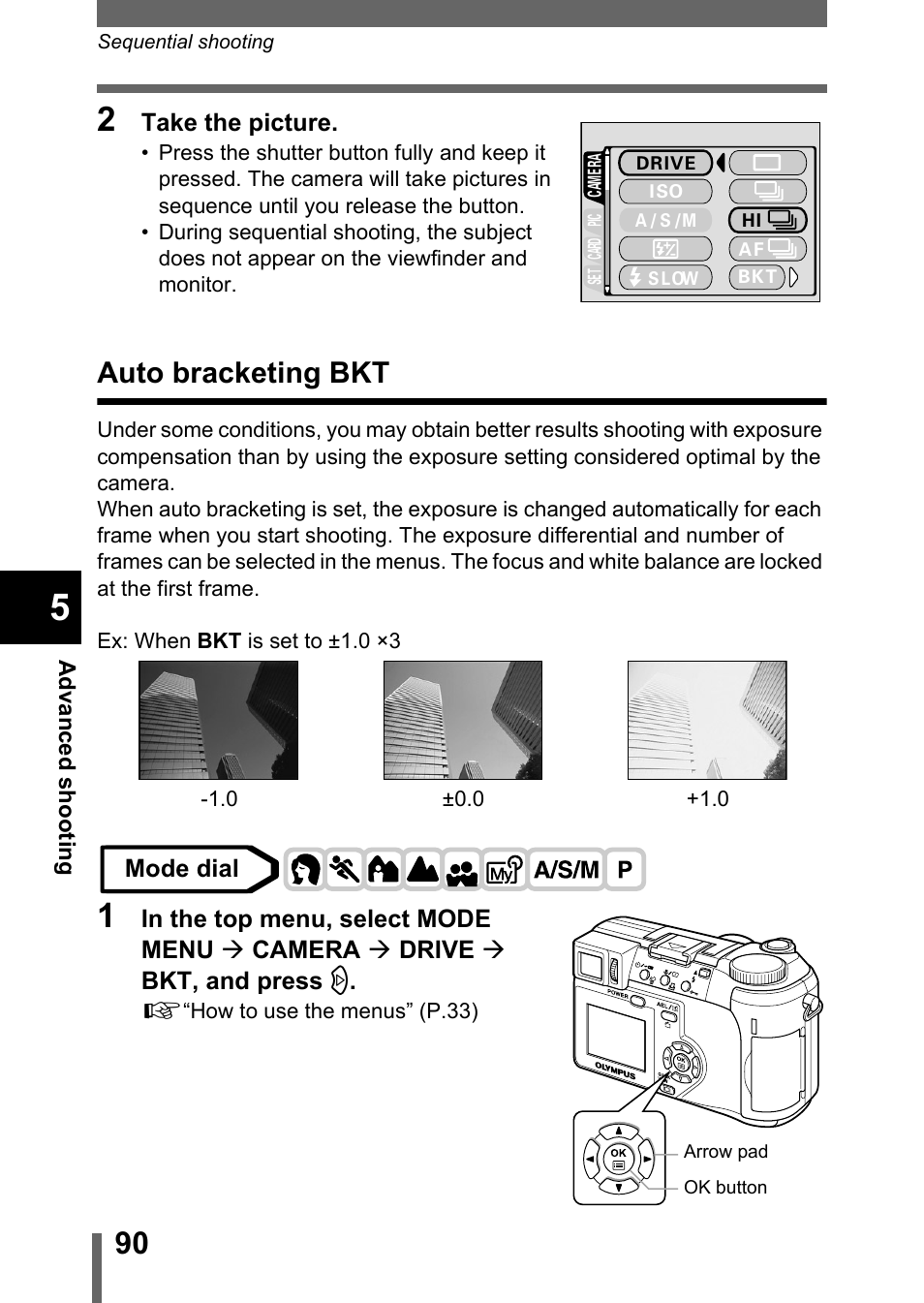 Auto bracketing, Auto bracketing bkt | Olympus C-755 Ultra Zoom User Manual | Page 91 / 260