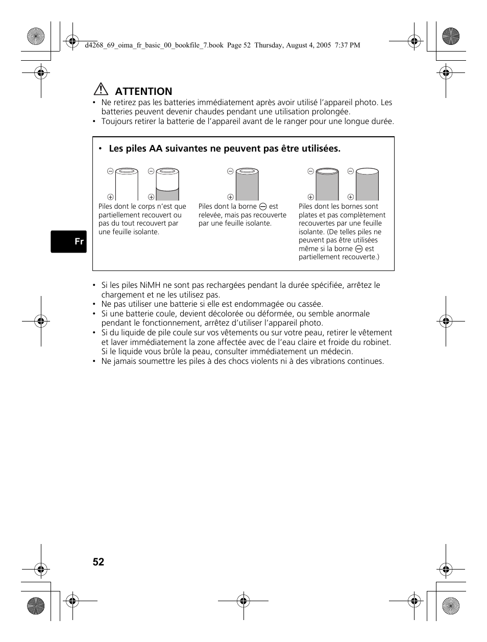 Attention | Olympus SP-350 User Manual | Page 52 / 84