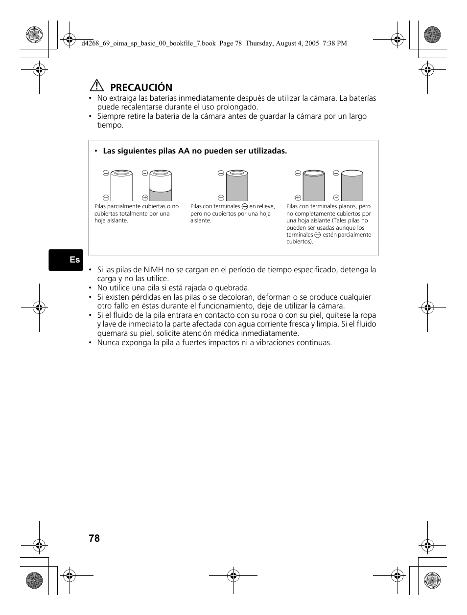 Precaución | Olympus SP-350 User Manual | Page 78 / 84