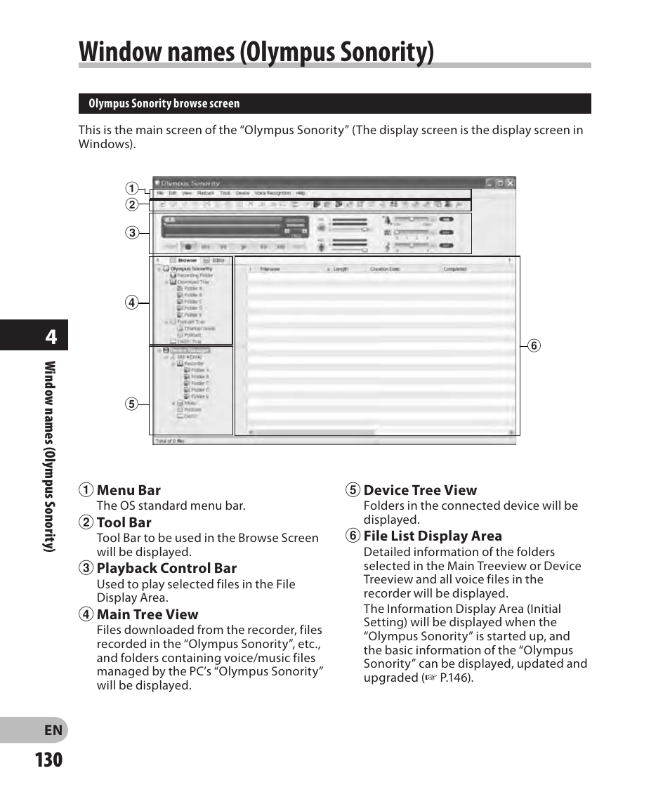 Window names (olympus sonority) | Olympus DM-2 User Manual | Page 130 / 185