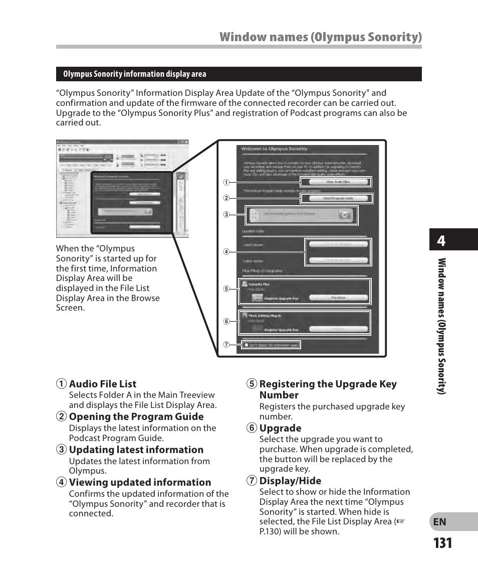 Window names (olympus sonority) | Olympus DM-2 User Manual | Page 131 / 185