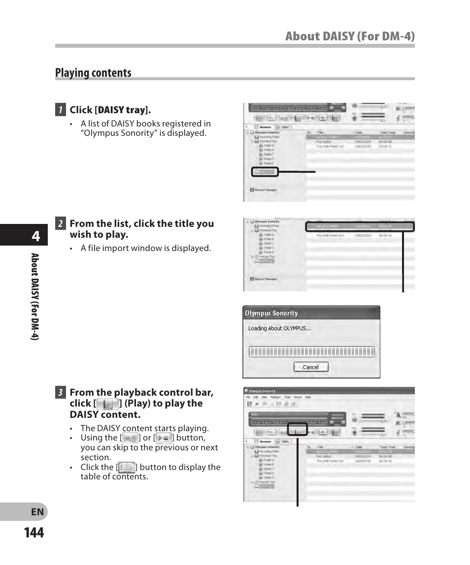 Playing contents | Olympus DM-2 User Manual | Page 144 / 185