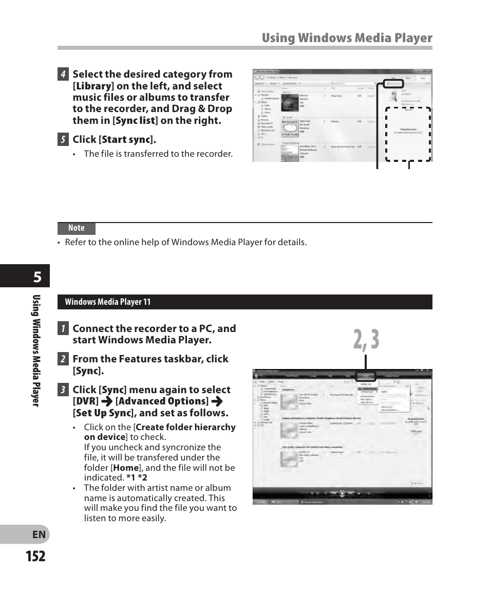 Using windows media player | Olympus DM-2 User Manual | Page 152 / 185