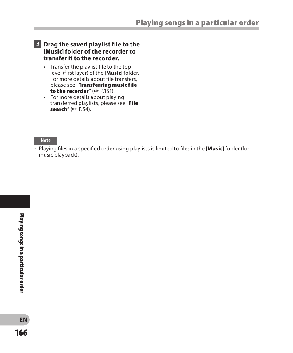 Playing songs in a particular order | Olympus DM-2 User Manual | Page 166 / 185