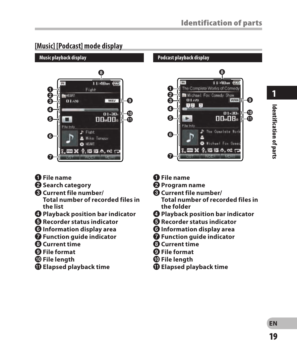 Music] [podcast] mode display | Olympus DM-2 User Manual | Page 19 / 185