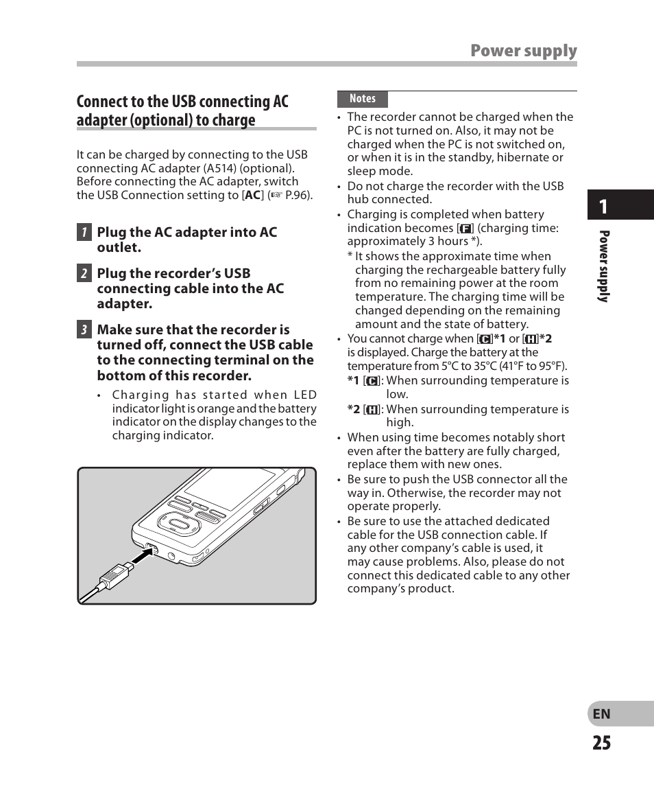 Power supply | Olympus DM-2 User Manual | Page 25 / 185