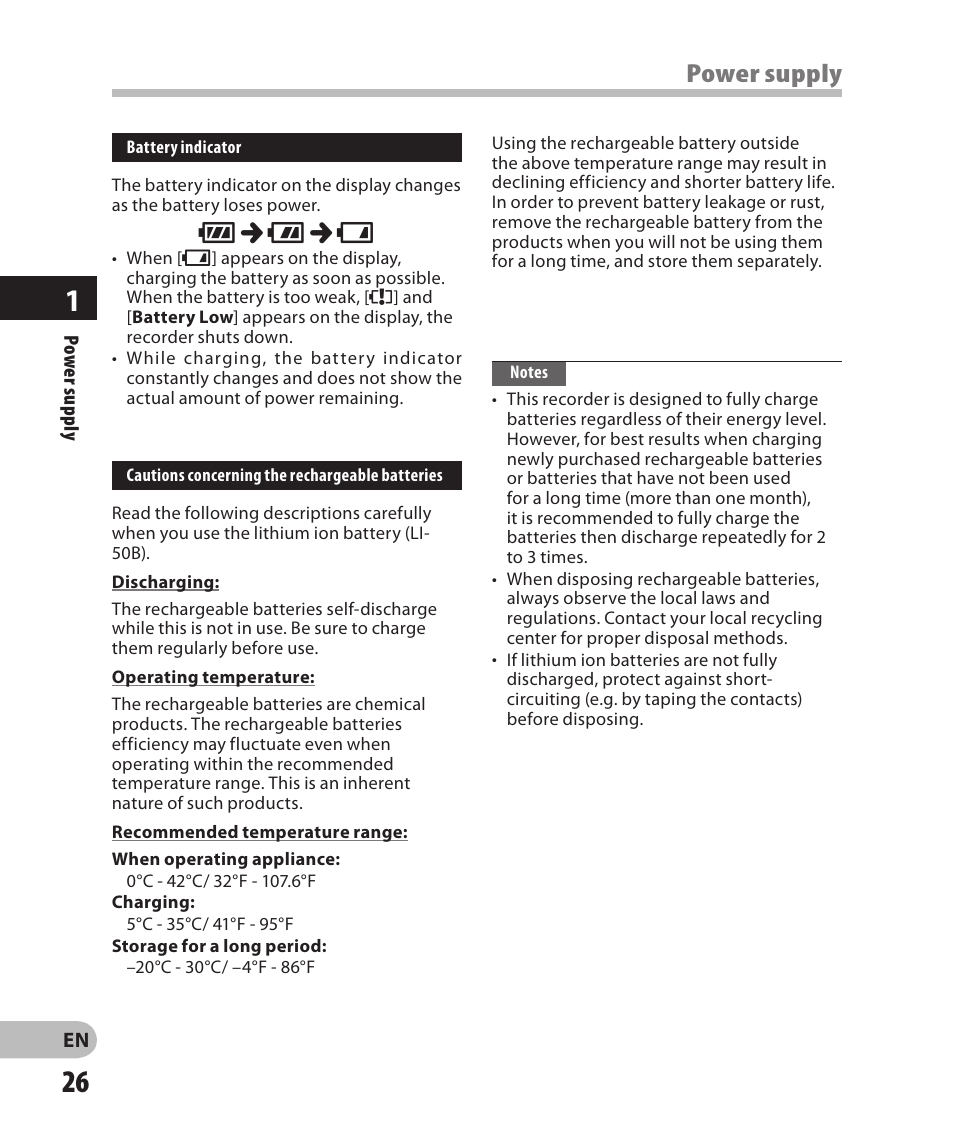 Power supply | Olympus DM-2 User Manual | Page 26 / 185