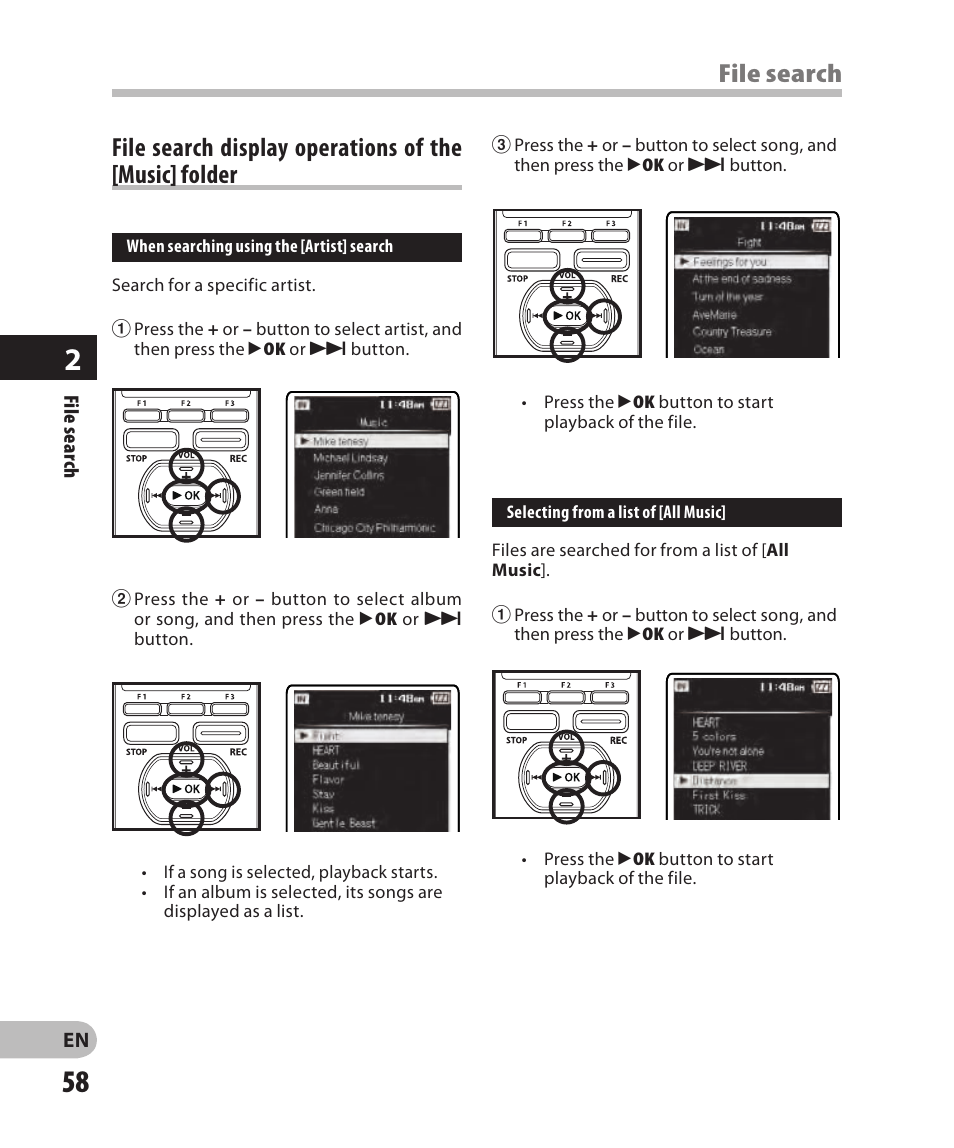 File search | Olympus DM-2 User Manual | Page 58 / 185
