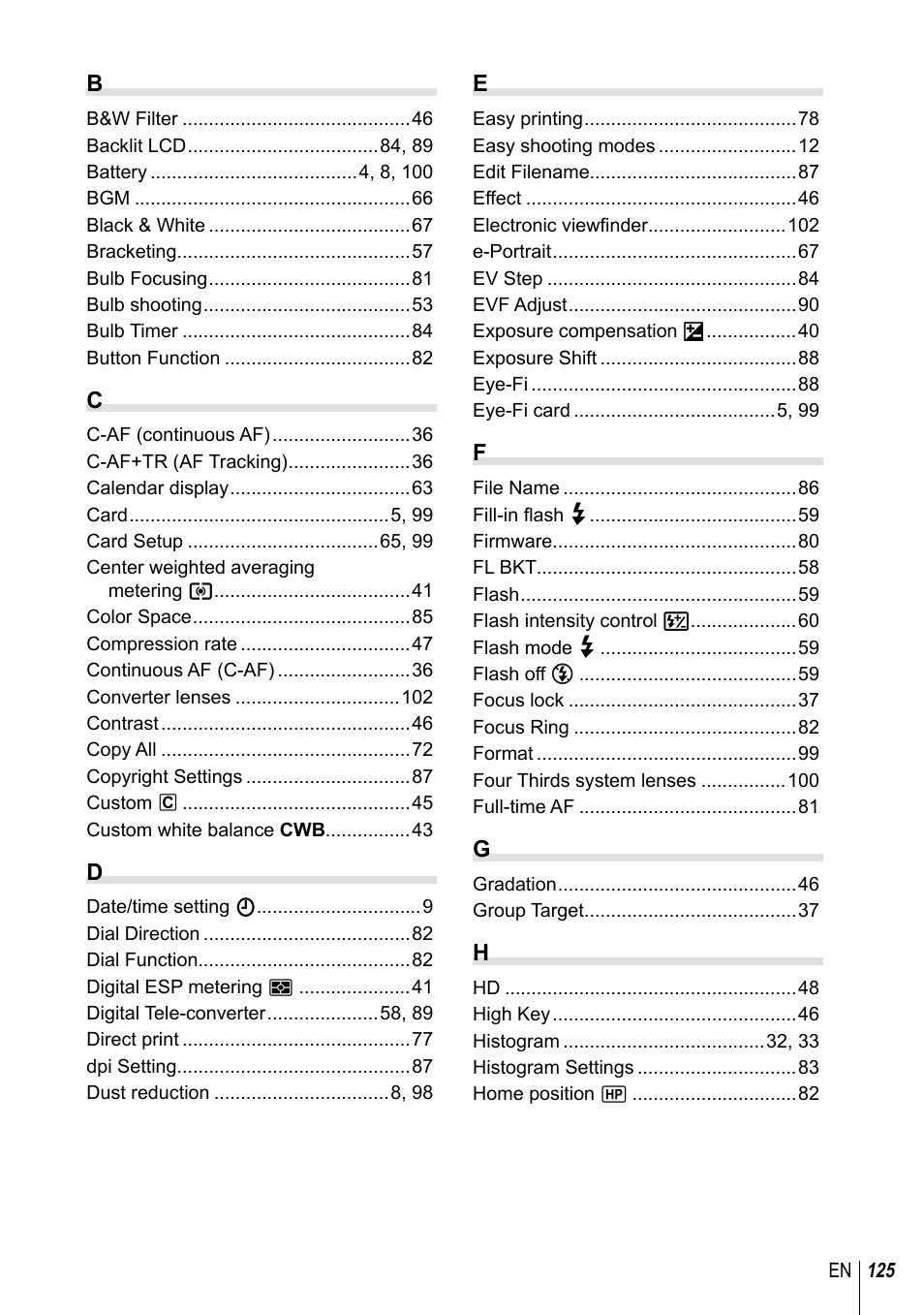 Olympus E-PM1 User Manual | Page 125 / 129