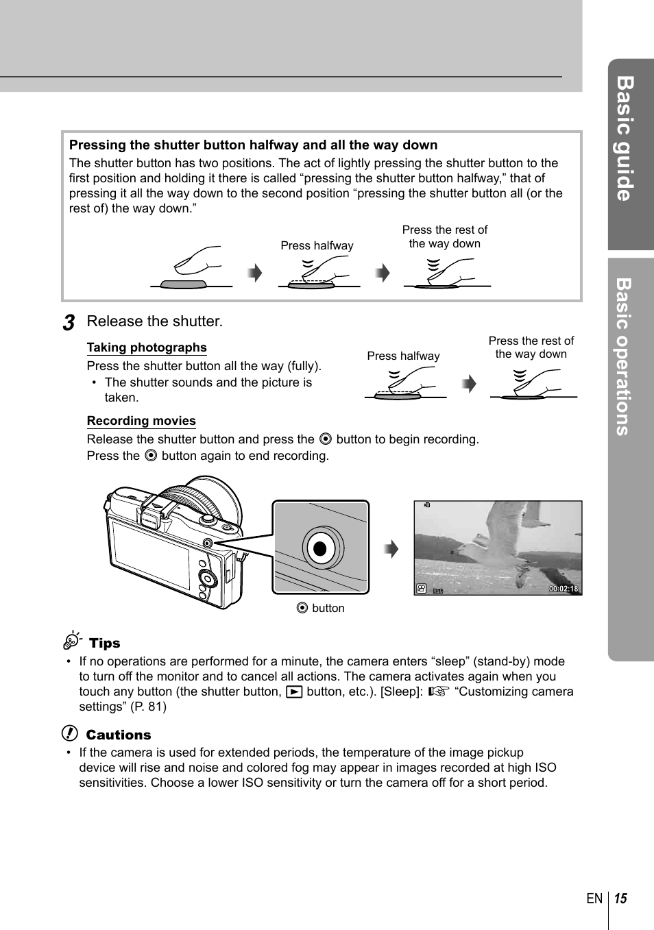 Basic guide, Basic operations | Olympus E-PM1 User Manual | Page 15 / 129