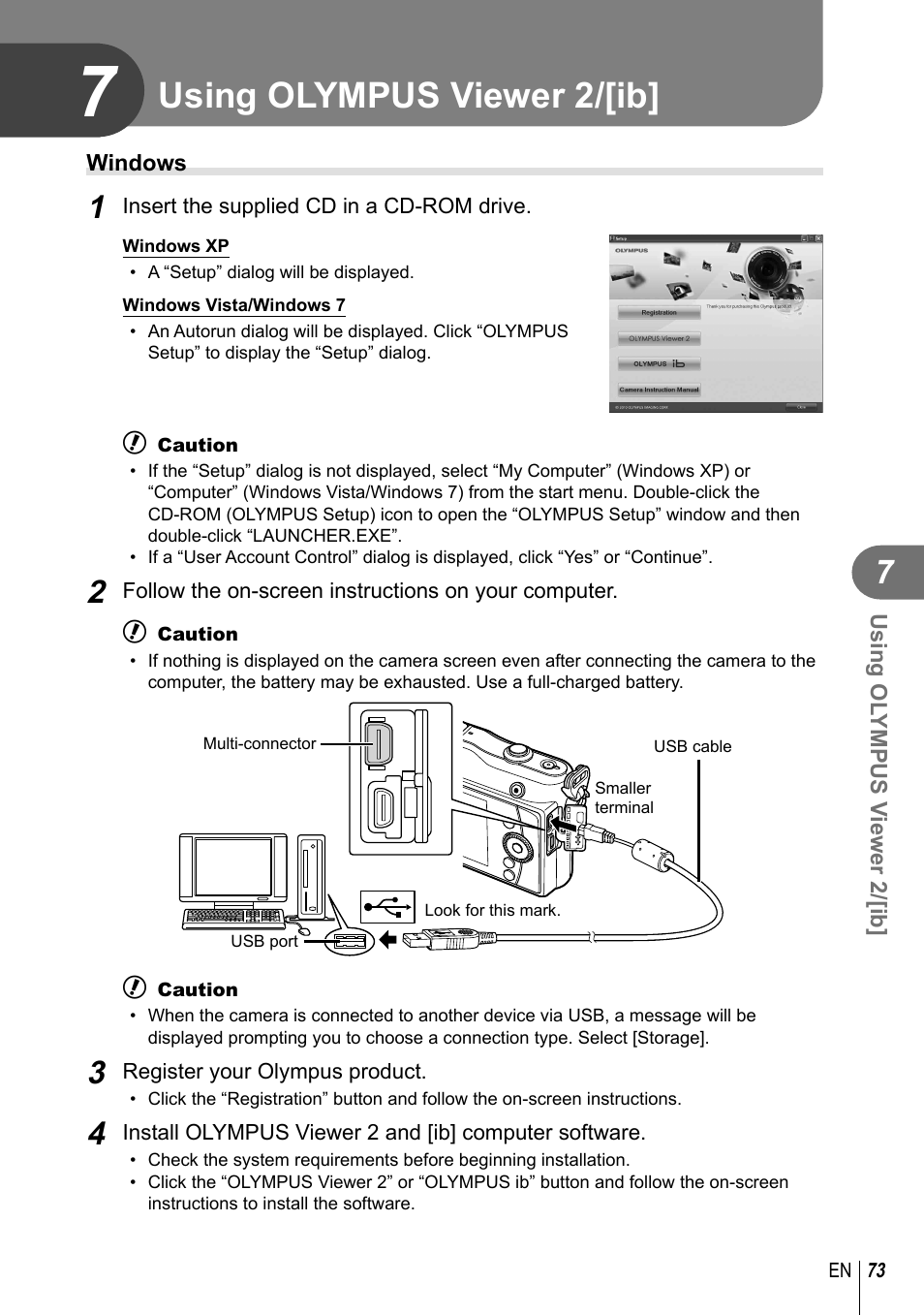 Using olympus viewer 2/[ib | Olympus E-PM1 User Manual | Page 73 / 129