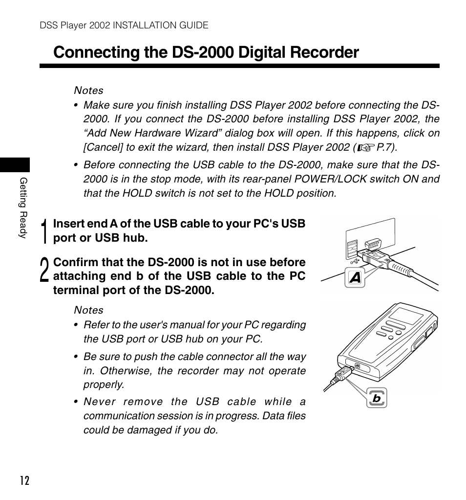 Connecting the ds-2000 digital recorder | Olympus DM-10 User Manual | Page 12 / 72