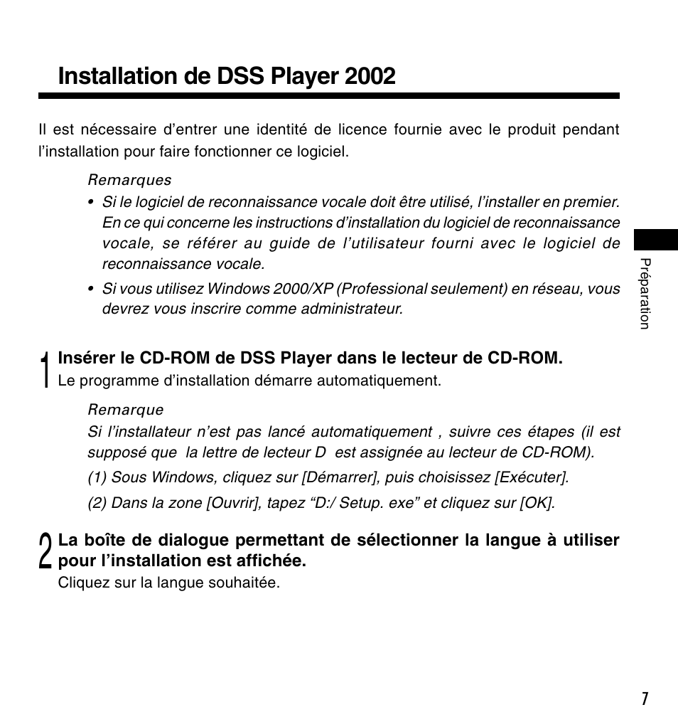 Installation de dss player 2002 | Olympus DM-10 User Manual | Page 21 / 72