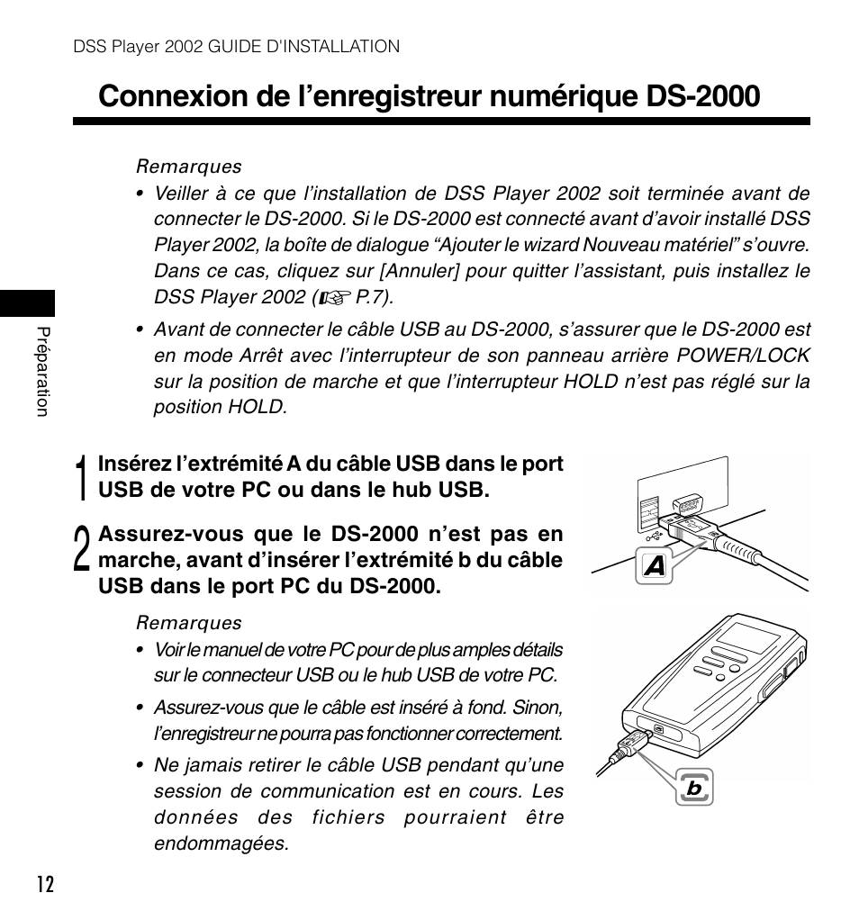 Connexion de l’enregistreur numérique ds-2000 | Olympus DM-10 User Manual | Page 26 / 72