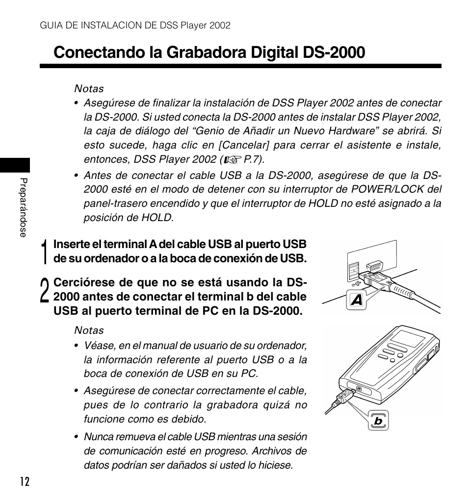 Conectando la grabadora digital ds-2000 | Olympus DM-10 User Manual | Page 68 / 72