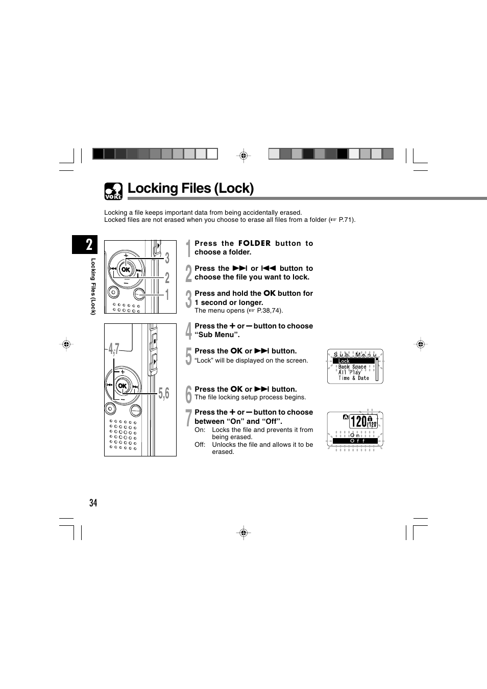 Locking files (lock) | Olympus WS-320M User Manual | Page 34 / 87
