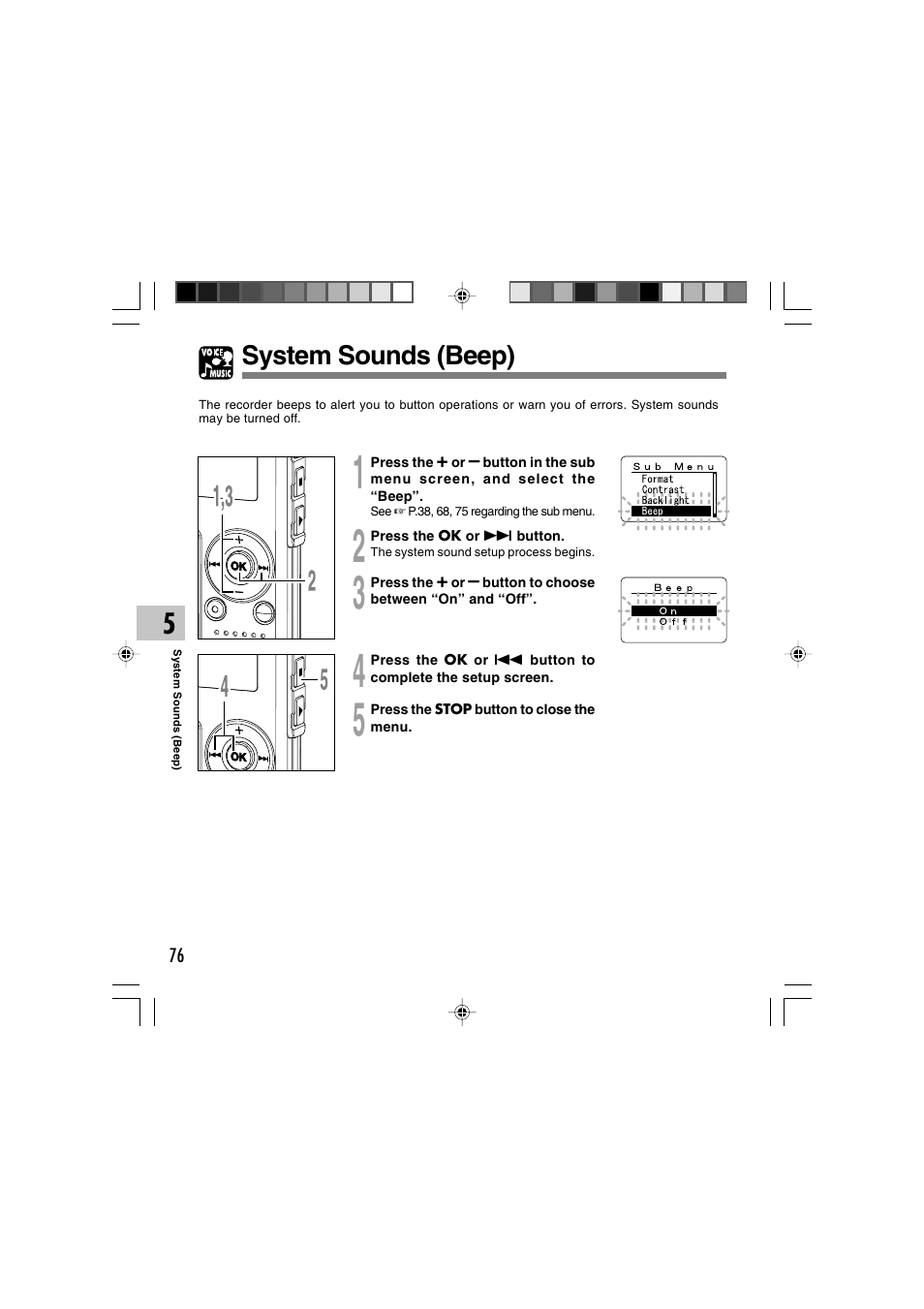 System sounds (beep) | Olympus WS-320M User Manual | Page 76 / 87