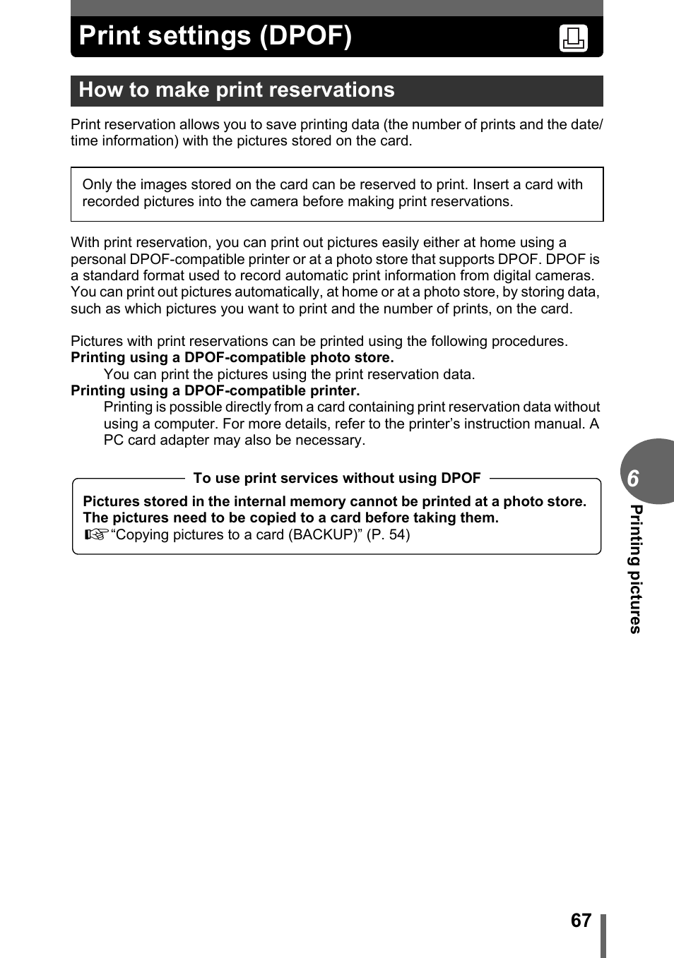 Print settings (dpof), How to make print reservations | Olympus FE-110 User Manual | Page 67 / 110