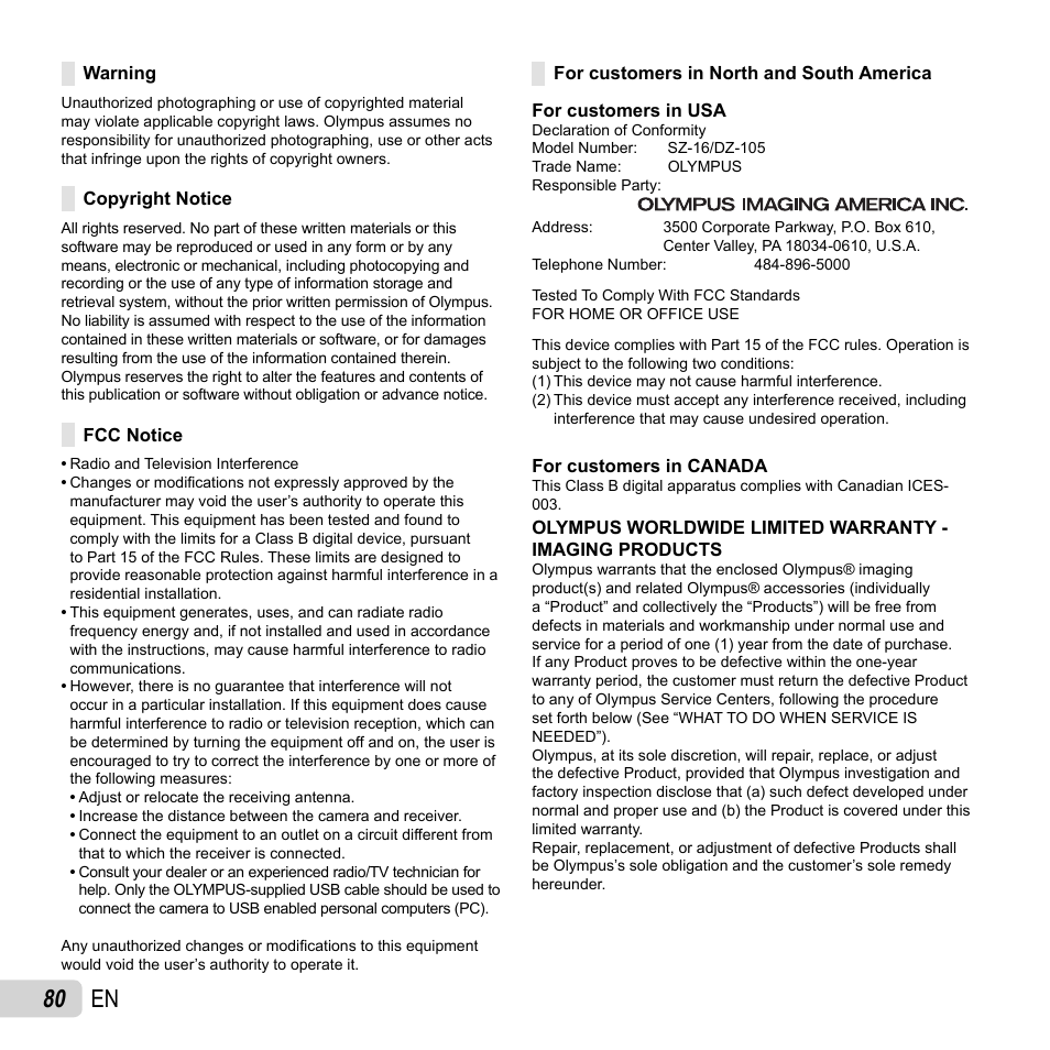 80 en | Olympus SZ-16 iHS User Manual | Page 80 / 86