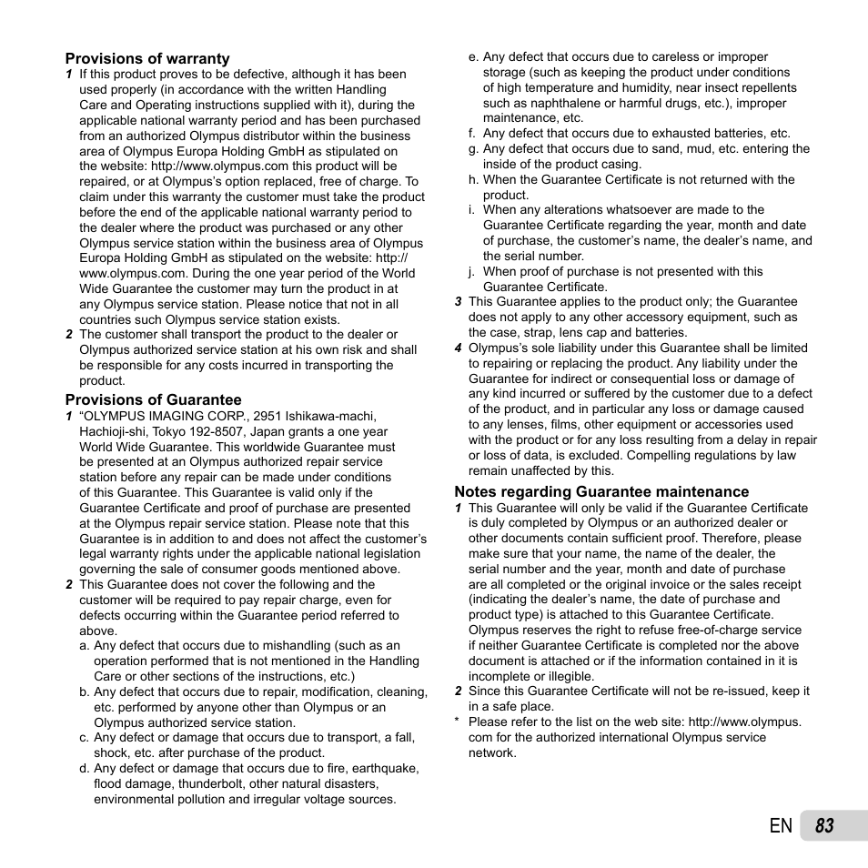 83 en | Olympus SZ-16 iHS User Manual | Page 83 / 86