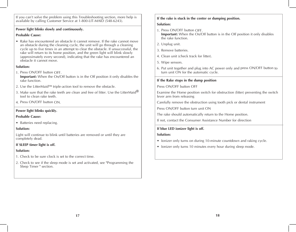 Applica LitterMaid LME9000MB User Manual | Page 10 / 11