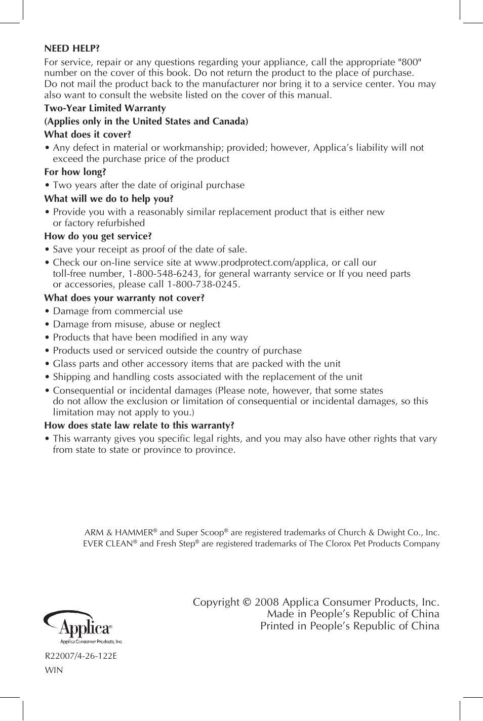 Applica LitterMaid LME9000MB User Manual | Page 11 / 11