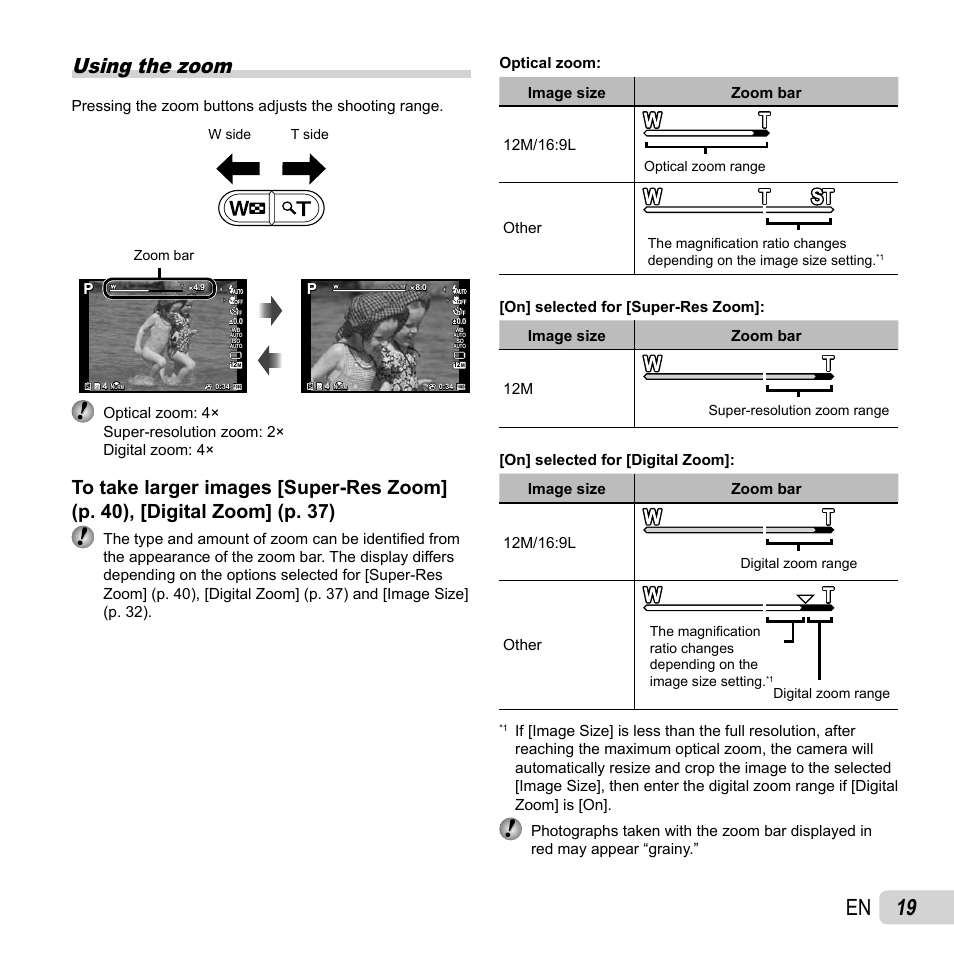 19 en, Using the zoom, Other | Olympus Tough TG-1 iHS User Manual | Page 19 / 89